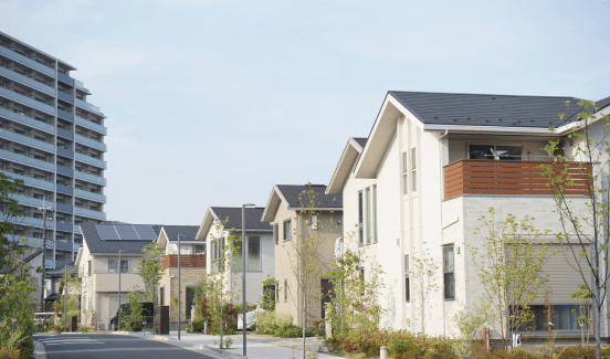 戸建てが建ち並ぶ住宅街